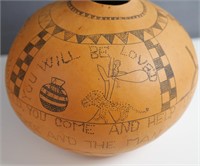 Hand Carved/ Etched Art Gourd  Southern Style
