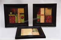 Modern Set of Three Abstract Framed Print Artwork