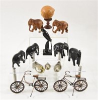 Ebony & Mixed Wood Carvings, Bikes, Ducks