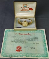 Vintage Louis Incabloc 17 Jewels Wrist Watch w/ Bo