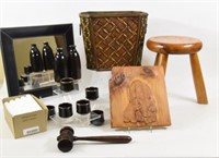 Sake Set, Candles, Basket, Wood Stool & Mirror
