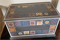 Carved Hand Painted Wooden Chest