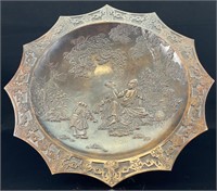 JAPANESE MEIJI PERIOD PATINATED BRONZE FOOTED TRAY