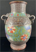 JAPANESE BRONZE DECORATED VASE