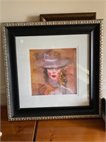 Large Art Print Lady in a White Hat