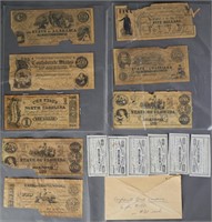 Confederate States Bond Coupons & Paper Currency