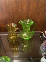 2 Crackle Glass Vases