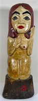 WAYNE HILL TOPLESS WOMAN CARVED FOLK TOTEM POLE