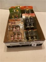 Box lot of trees and figurines