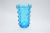 Diamond Pattern Antique Pressed Glass Vase