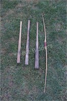 Antique Wooden Bats & Pioneer Archery Longbow