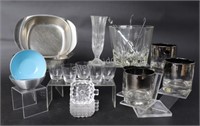 Silver Tone Low Ball Glasses, Ice Bucket, Glasses