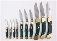 Lot (10) Stainless U.S.A. Colonial Pocket Knives