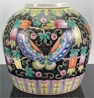CHINESE FAMILLE NOIRE GOURDS & INSECTS JAR
