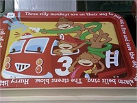 3 Silly Monkeys Vintage Lap Tray w/ Fire Trucks