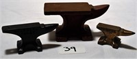 3 Miniature anvils- Purdue, Walkner's Forge, China