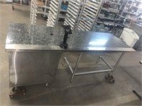 Granite Top Stainless Work Station Table, 84 IN L