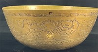 CHINESE BRONZE DRAGON DECORATED BOWL