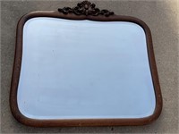 Vintage Oak Framed Beveled Mirror