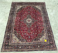 KASHAN HAND KNOTTED WOOL AREA CARPET, 12'6" X 9'3"
