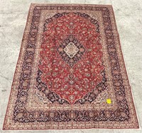 KASHAN HAND KNOTTED WOOL AREA CARPET, 13'9" X 9'7"