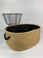 Burlap Tote and Chicken Wire Basket