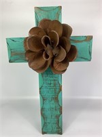 Wooden Cross with Metal Flower
