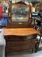 Vintage Oak Dresser with Mirror