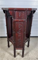 CHINESE CARVED ROSEWOOD PLANT STAND W/STONE TOP