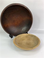 Two Vintage Wooden Dough Bowls