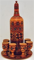 Vintage Russian Wooden Decorative Decanter