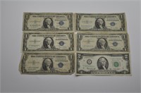 Silver Certificate Dollars and $2 bill