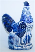Large Blue & White Porcelain Hen