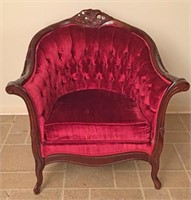 Kimball Velvet & Dark Wood Side Chair