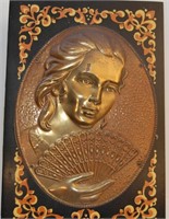 Vintage Russian Embossed Copper on Wood Box