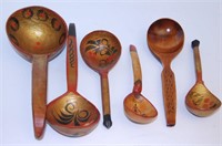 Vintage Russian Hand Painted Lacquer Spoons