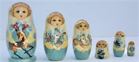 Vintage Russian Matryoshka Nesting Dolls Blue