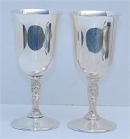 Two WM Rogers Silver Plate Water Goblets