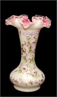 Beautiful Cased Glass Ruffled Edge Vase