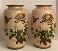 Hand Painted 16 Inch Ceramic Vases