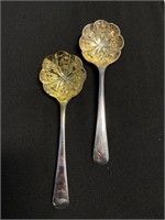 18 Fruit Embossed Dessert spoons with gold wash