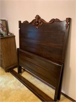 FINE ANTIQUE SOLID WOOD 3/4 BED WITH ORIGINAL