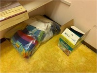 BOX OF WIPES AND BAG OF TOWELS