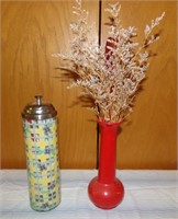 straw holder,red vase