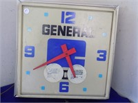 Vintage Clock-runs, needs bulb 16in x 16in x 5in