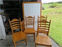 WHITE TILE FARMHOUSE TABLE AND 4 CHAIRS