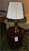 six sided table and lamp