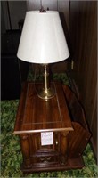 square table and lamp