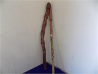 2 Carved Walking Sticks(both approx. 41in long)