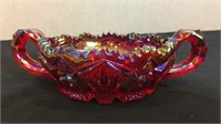Ruby Red Carnival Glass Bowl